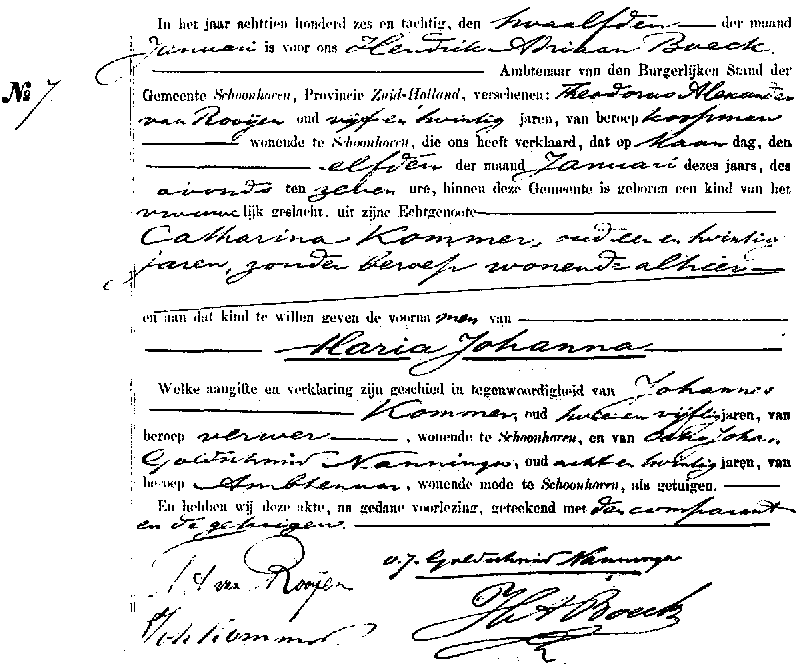 18860112 geb akte 7 Maria J dv TA v Rooijen - C Kommer